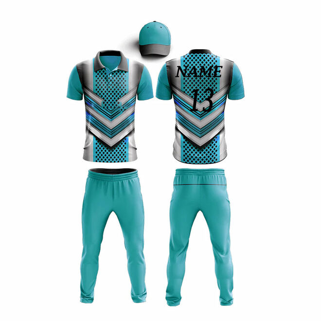 Customizable Mens Cricket Team Jersey Uniform with Hat