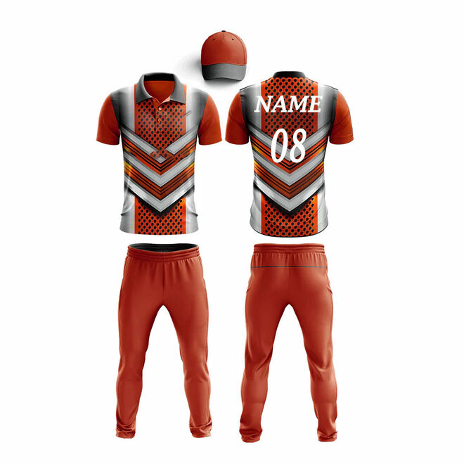 Customizable Mens Cricket Team Jersey Uniform with Hat