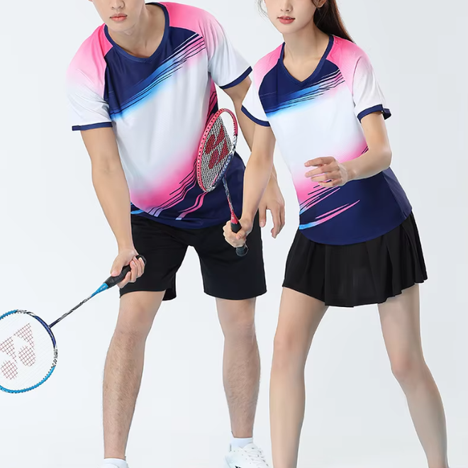 Polyester Unisex Pickleball Badminton Shirts Couple Training Wear Sets