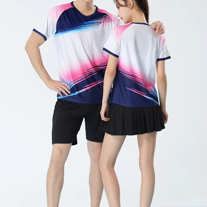 Polyester Unisex Pickleball Badminton Shirts Couple Training Wear Sets