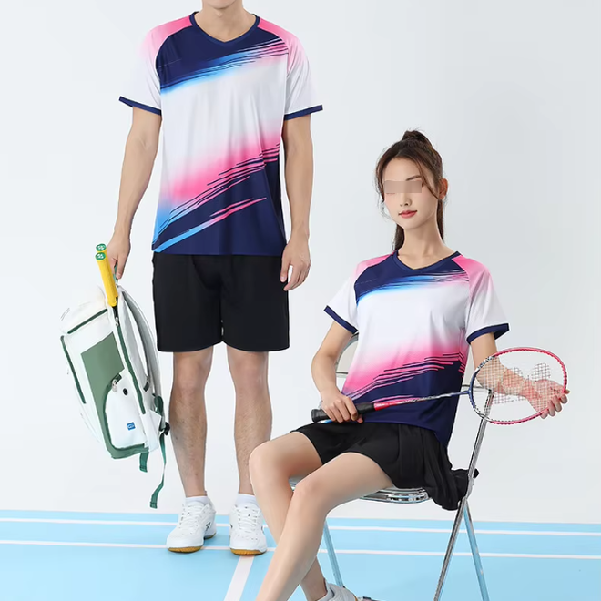Polyester Unisex Pickleball Badminton Shirts Couple Training Wear Sets