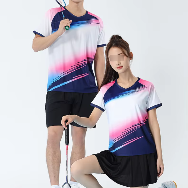 Polyester Unisex Pickleball Badminton Shirts Couple Training Wear Sets