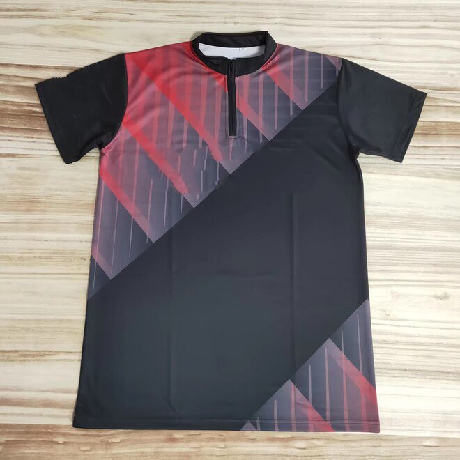 Zipper Up Collar Mens Bowling Jersey