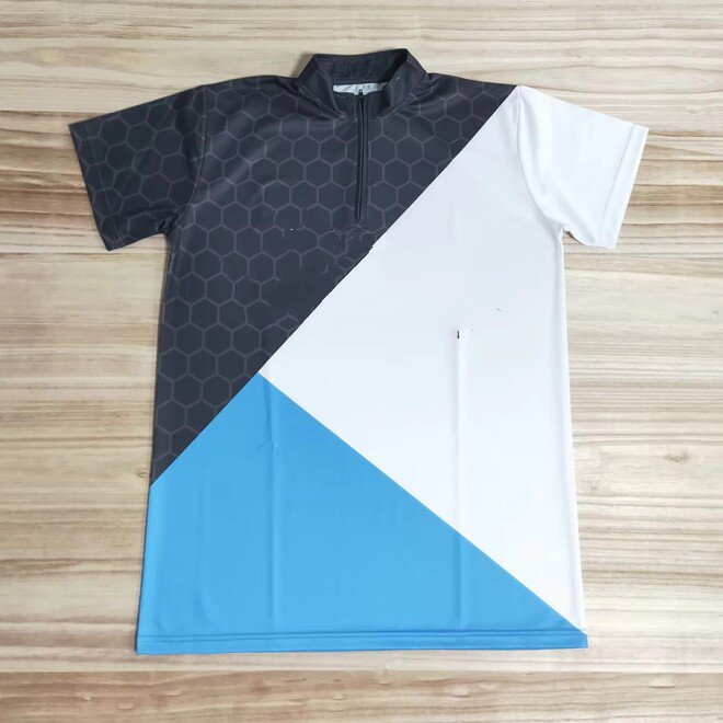 Zipper Up Collar Mens Bowling Jersey